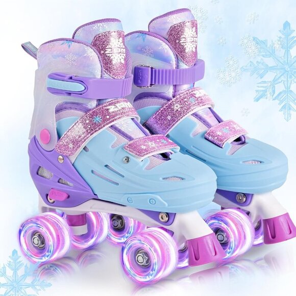 Other - Kids Purple Blue Light Up Wheels Adjustable Youth Plastic Roller Skates Shoes